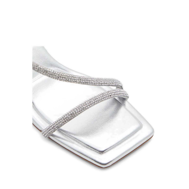 ALDO CASTLEGATE HEELED SANDALS - SILVER