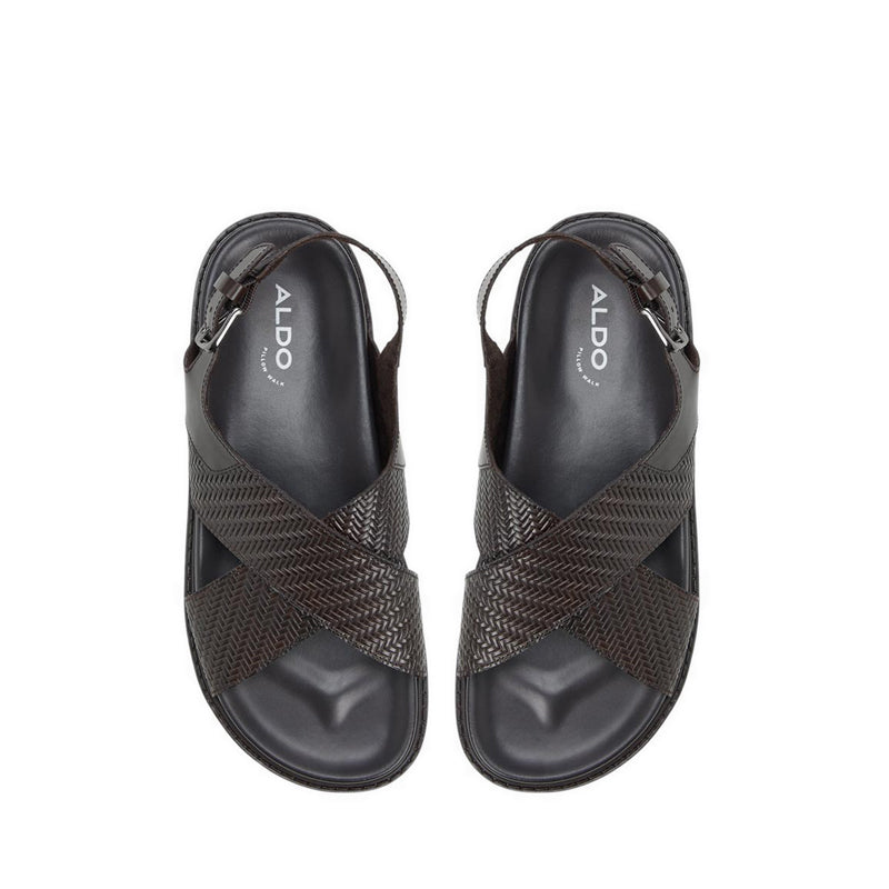 ALDO SILVO FLAT SANDALS - DARK BROWN