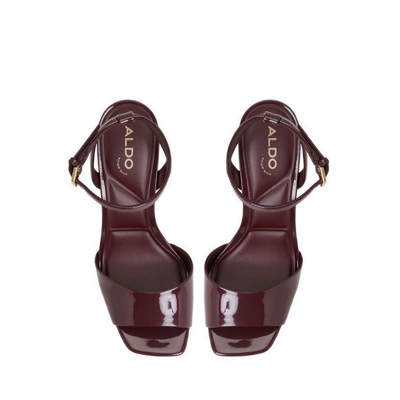 ALDO CHICGLEAM HEELED SANDALS - BORDO