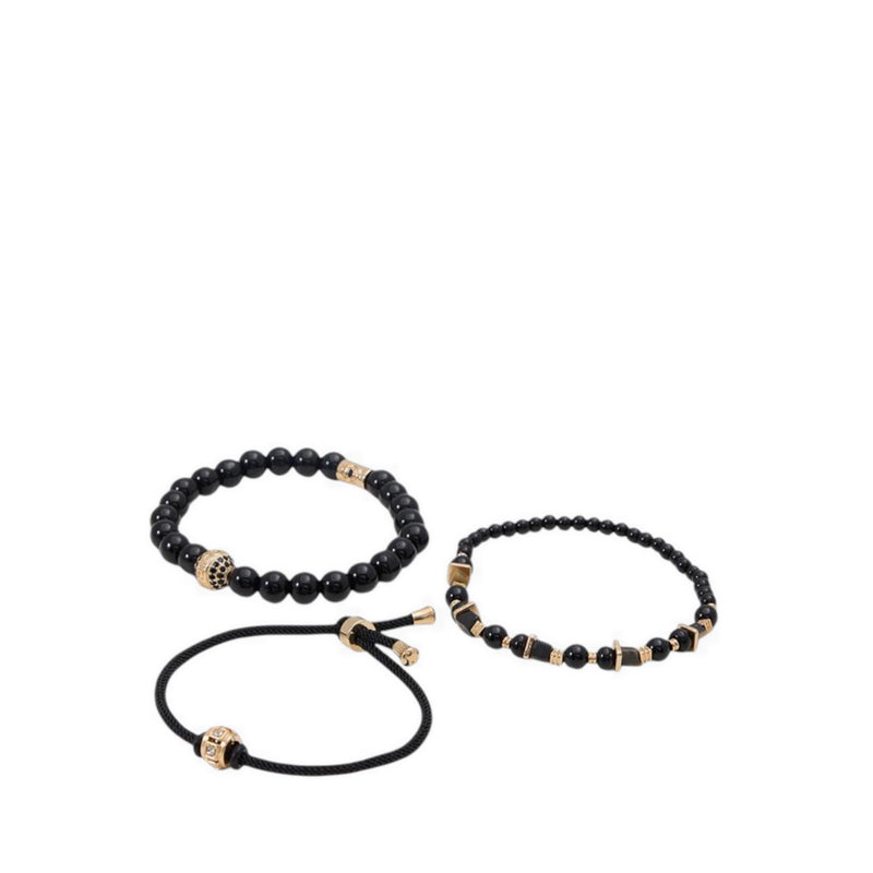 ALDO JUSTIN MEN'S BRACELETS - BLACK/GOLD MULTI