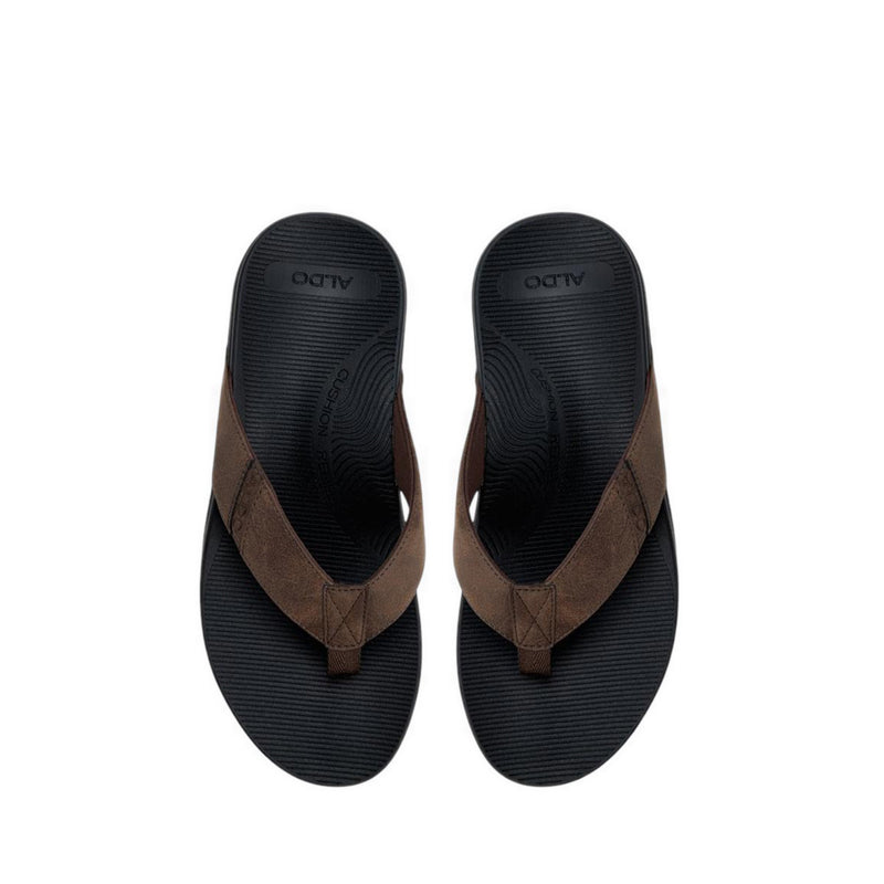 ALDO STEFFEN FLAT SANDALS - DARK BROWN