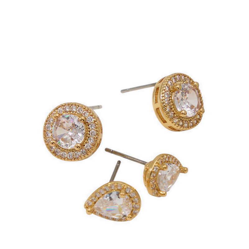 SOLYN EARRINGS - GOLD/CLEAR MULTI
