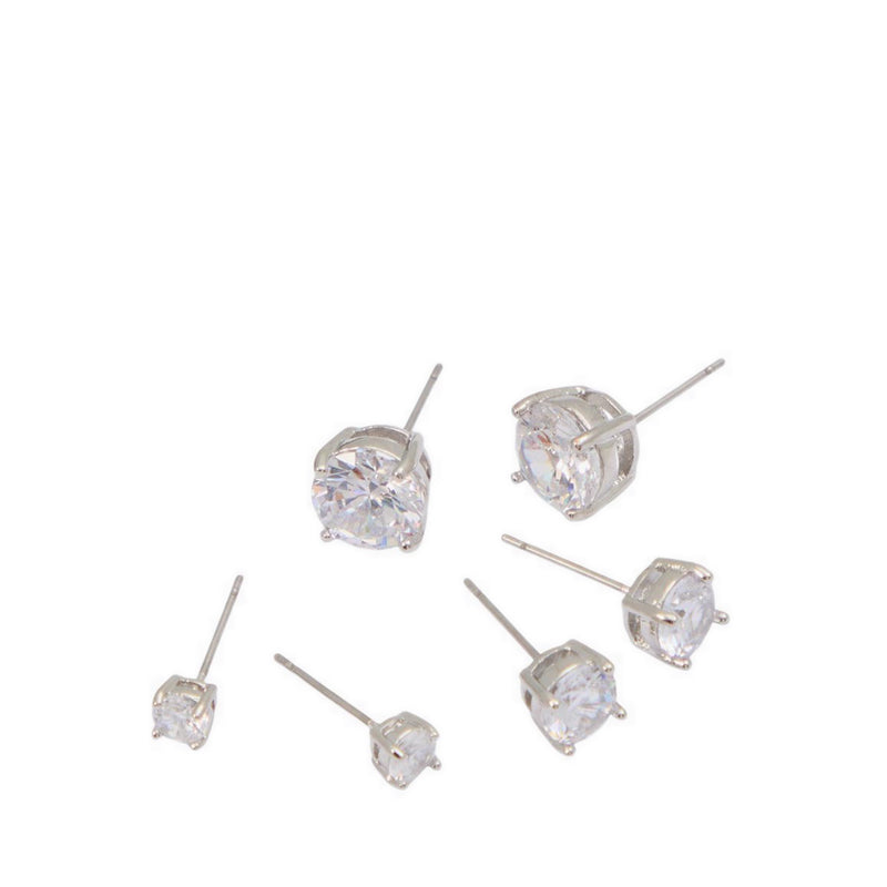 ALAYNIA PIERCED EARRING - SILVER/CLEAR MULTI