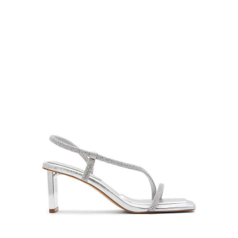 ALDO CASTLEGATE HEELED SANDALS - SILVER