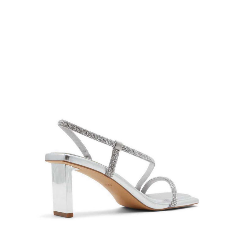 ALDO CASTLEGATE HEELED SANDALS - SILVER