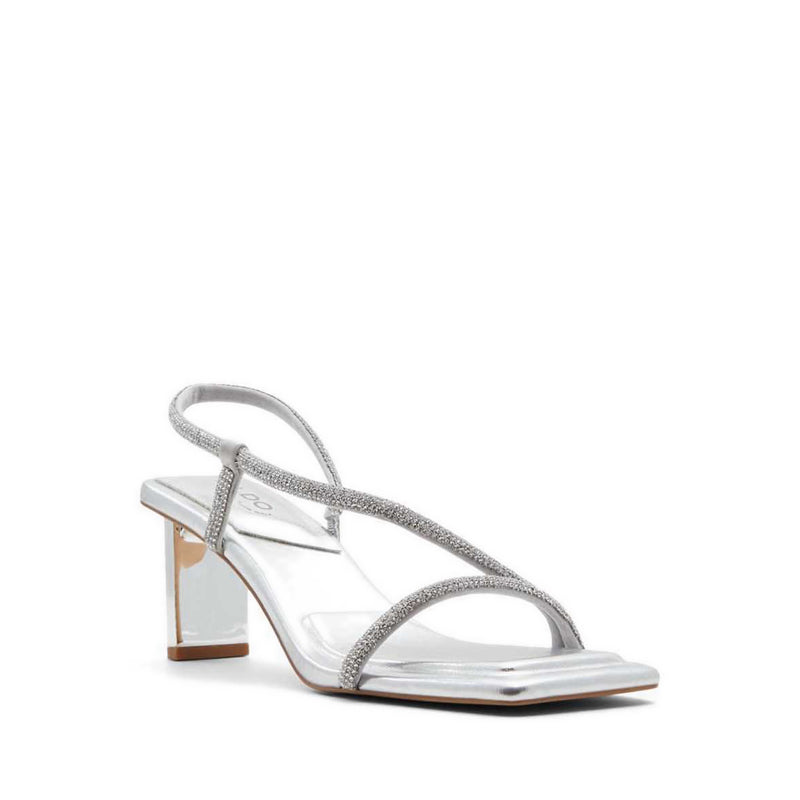 ALDO CASTLEGATE HEELED SANDALS - SILVER