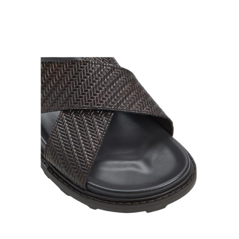 ALDO SILVO FLAT SANDALS - DARK BROWN