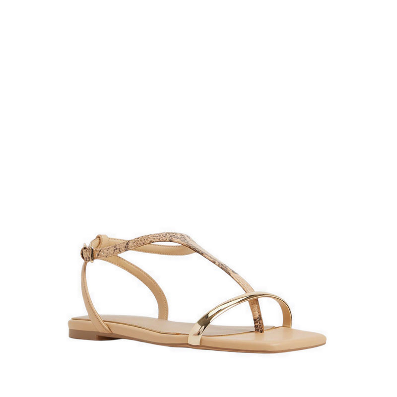 ALDO CATLYN FLAT SANDALS - TAN MULTI