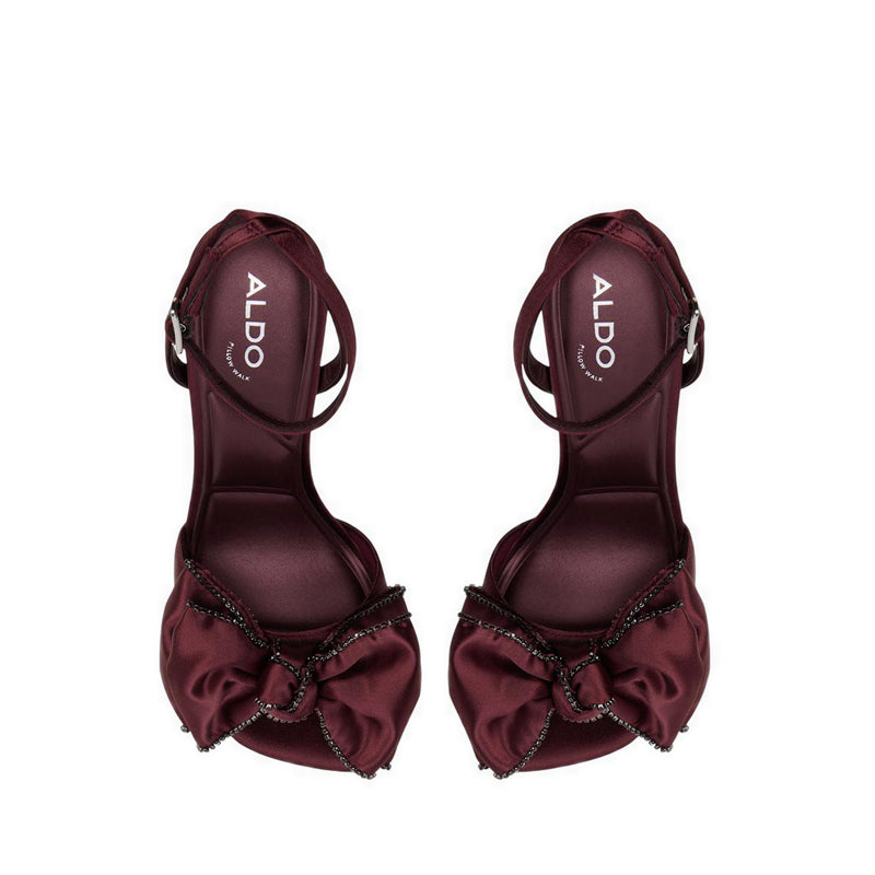 ALDO TINSEL HEELED SANDALS - BORDO