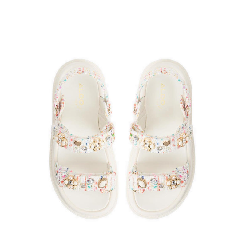 ALDO GEMIMA FOOTBED SANDALS - WHITE/MULTI