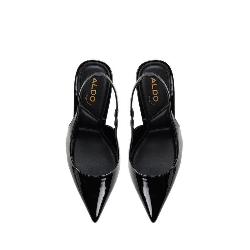 PUCKERUP SLINGBACK SHOE-MID HEELS - BLACK