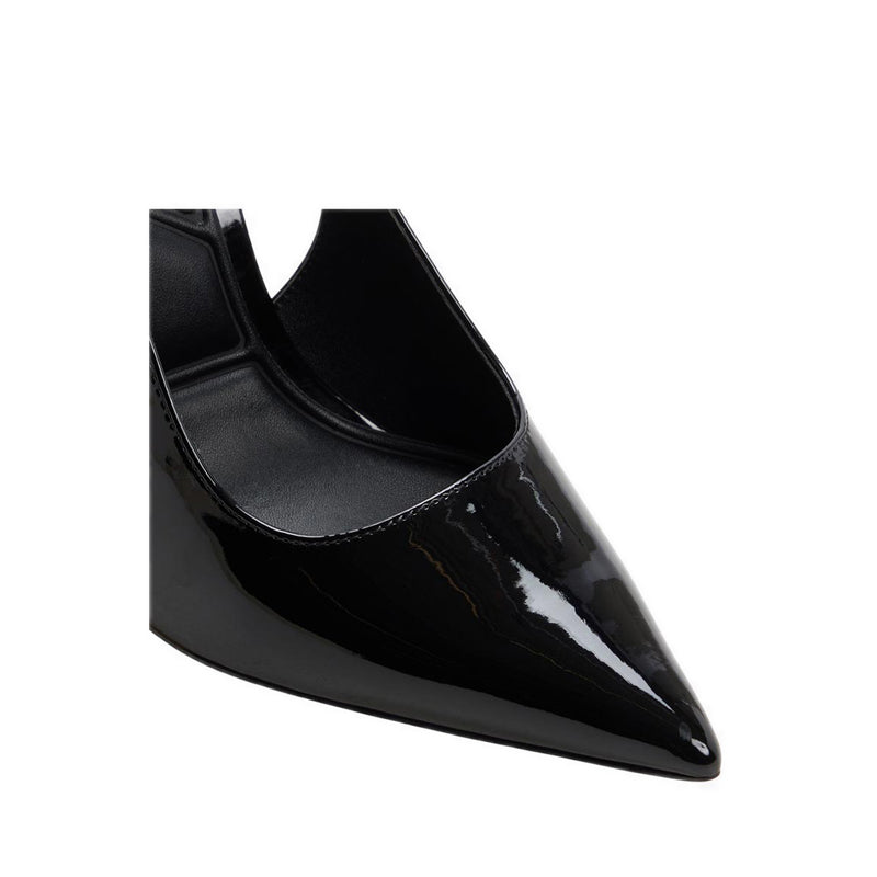 PUCKERUP SLINGBACK SHOE-MID HEELS - BLACK