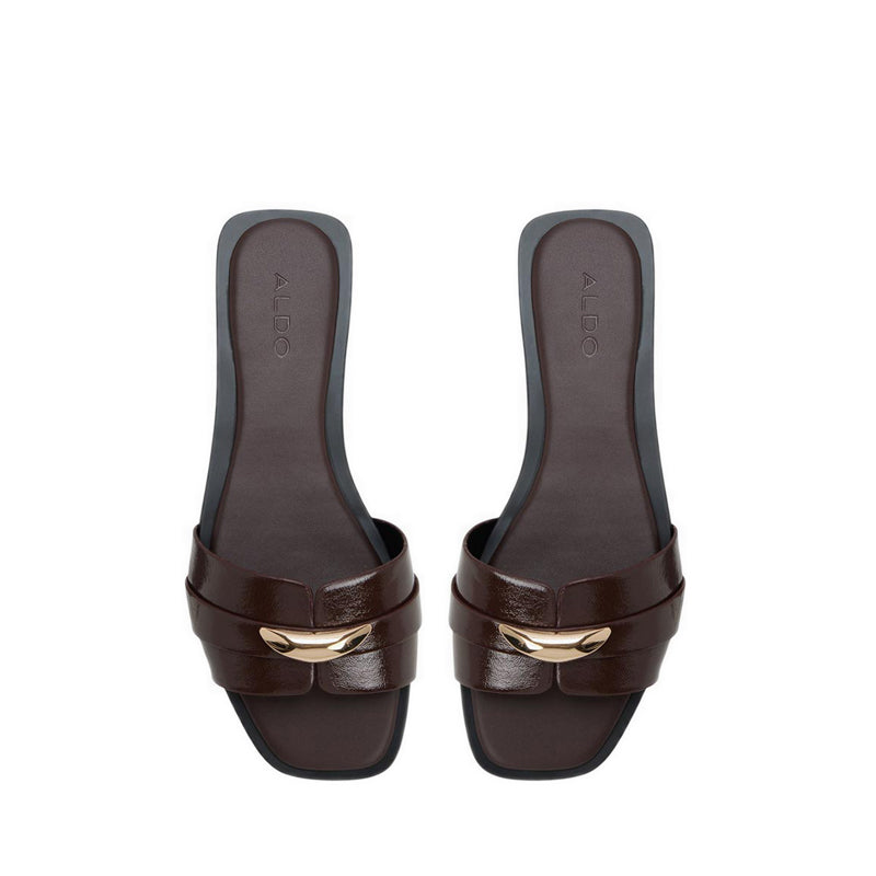BRIELA FLAT SANDALS - DARK BROWN