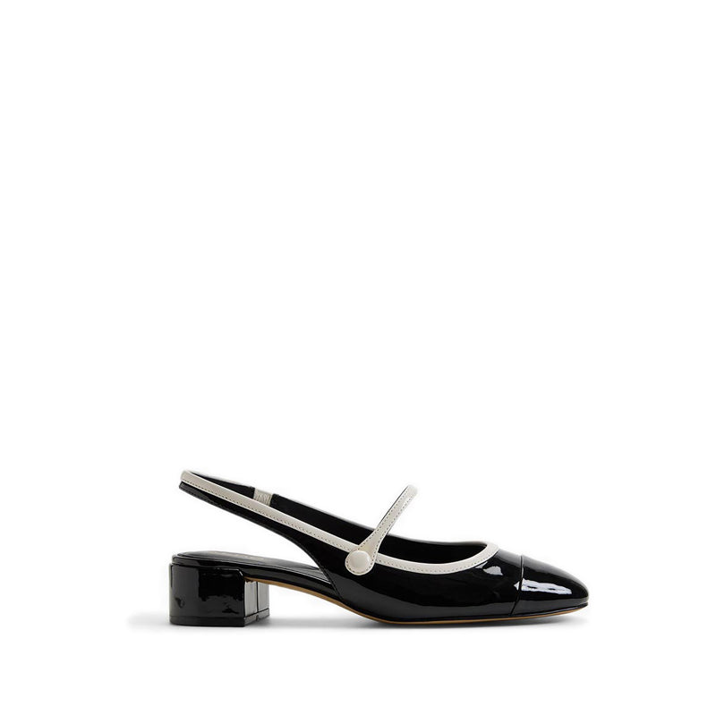 AGGIE HEELED SHOES - BLACK/WHITE