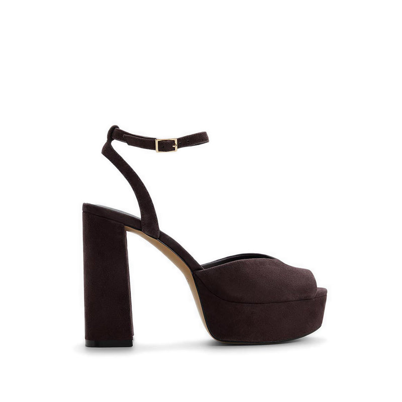 MONNAE HEELED SANDALS - DARK BROWN