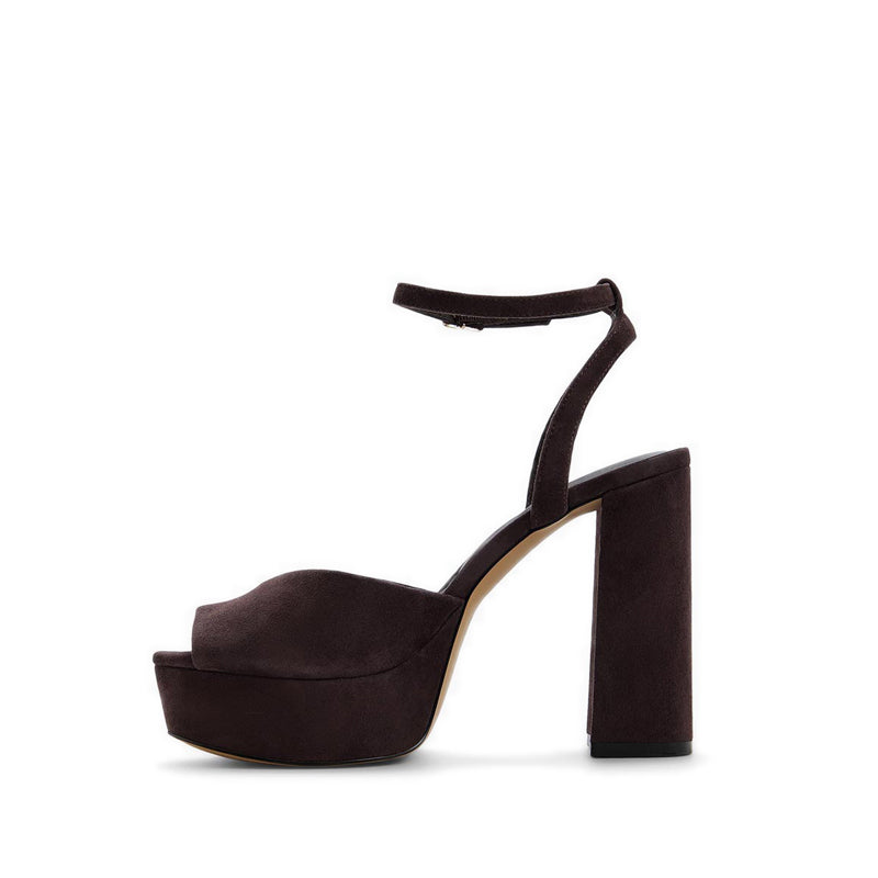 MONNAE HEELED SANDALS - DARK BROWN
