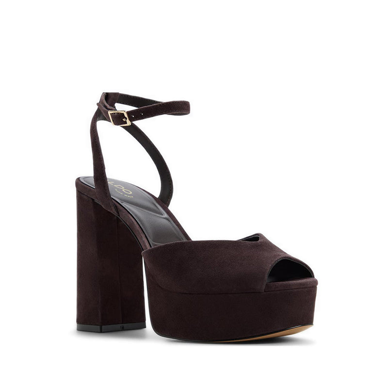 MONNAE HEELED SANDALS - DARK BROWN