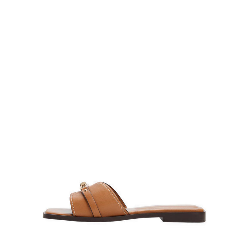 FRANCEA FLAT SANDALS - MEDIUM BROWN