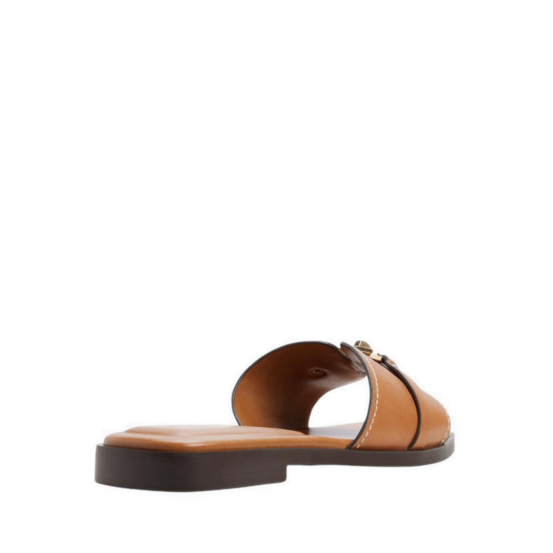 FRANCEA FLAT SANDALS - MEDIUM BROWN