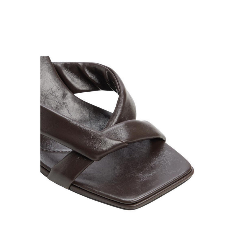 ZENNA HEELED SANDALS - DARK BROWN
