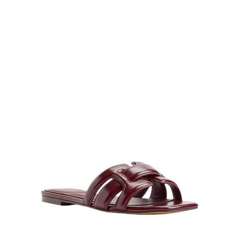 ELENARIA FLAT SANDALS - DARK RED