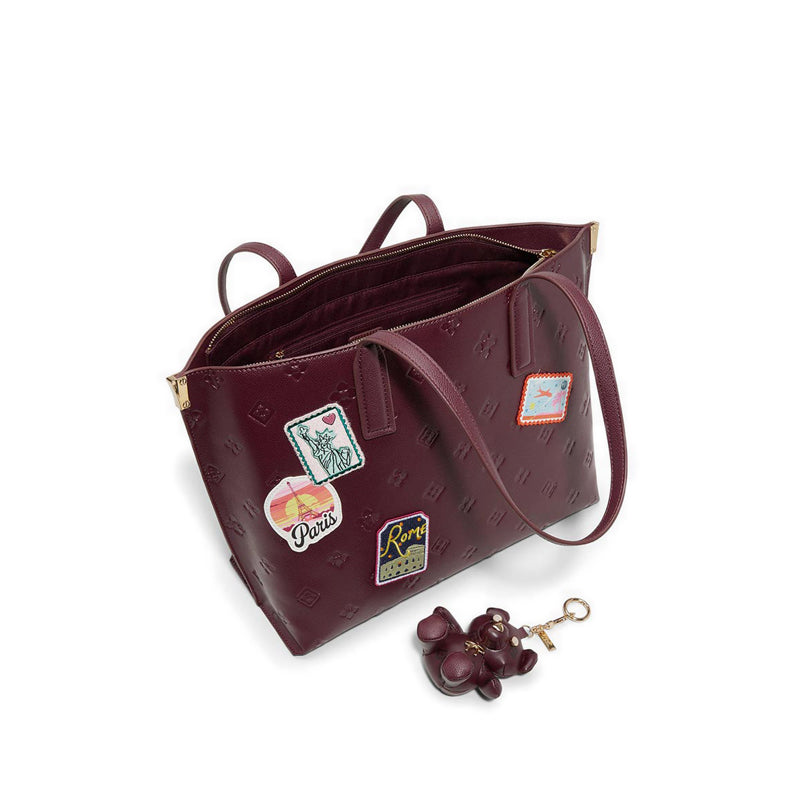 AUSTINE HANDBAG WITH REMOVABLE ORNAMENT CHARM SET - BORDO