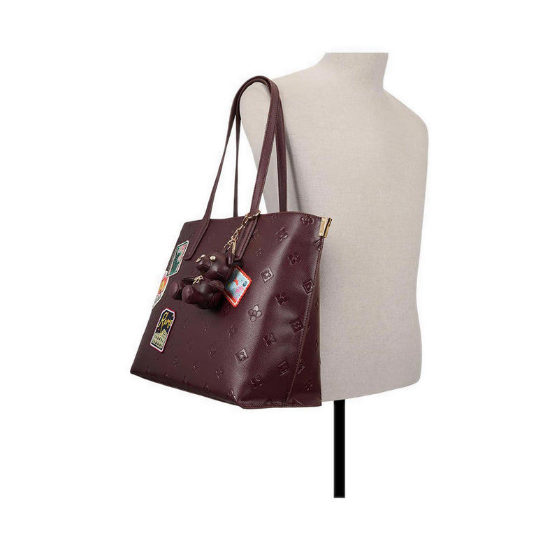 AUSTINE HANDBAG WITH REMOVABLE ORNAMENT CHARM SET - BORDO