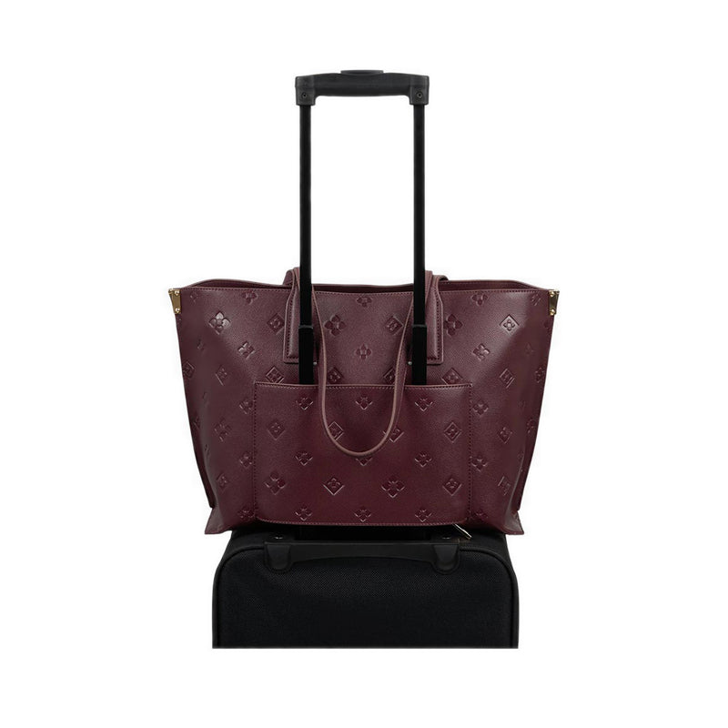 AUSTINE HANDBAG WITH REMOVABLE ORNAMENT CHARM SET - BORDO