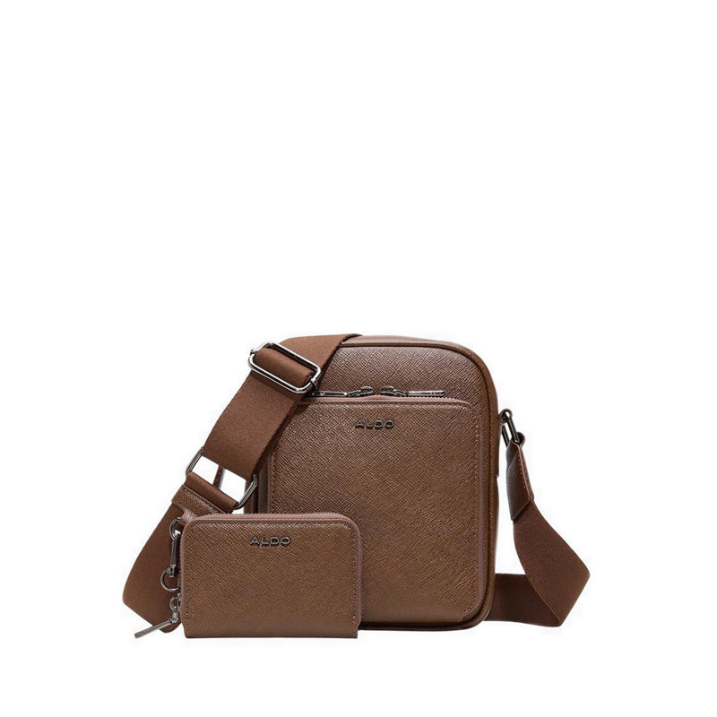MAXIMILIANN HANDBAG AND COIN PURSE SET - MEDIUM BROWN
