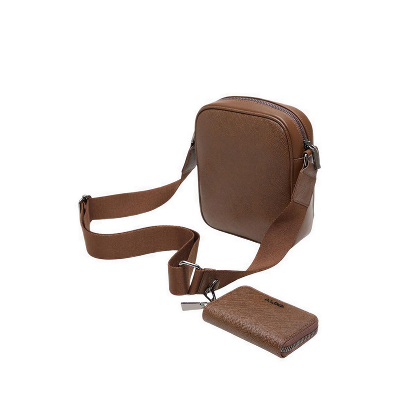 MAXIMILIANN HANDBAG AND COIN PURSE SET - MEDIUM BROWN